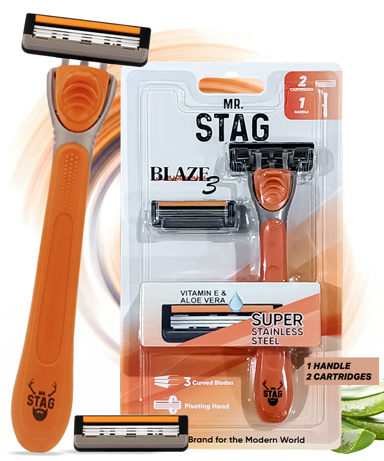 Mr. Stag Blaze3 Sweden Stainless Steel Blade Razor for Men (Pack of 3)